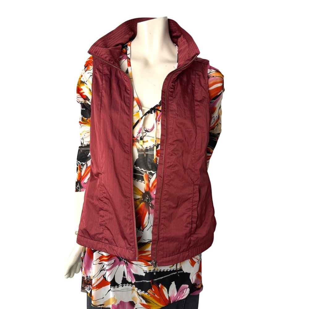 Boo Radley Vest Removable Panel Zip Up Funnel Neck Burgundy Gorpcore Utility 14
